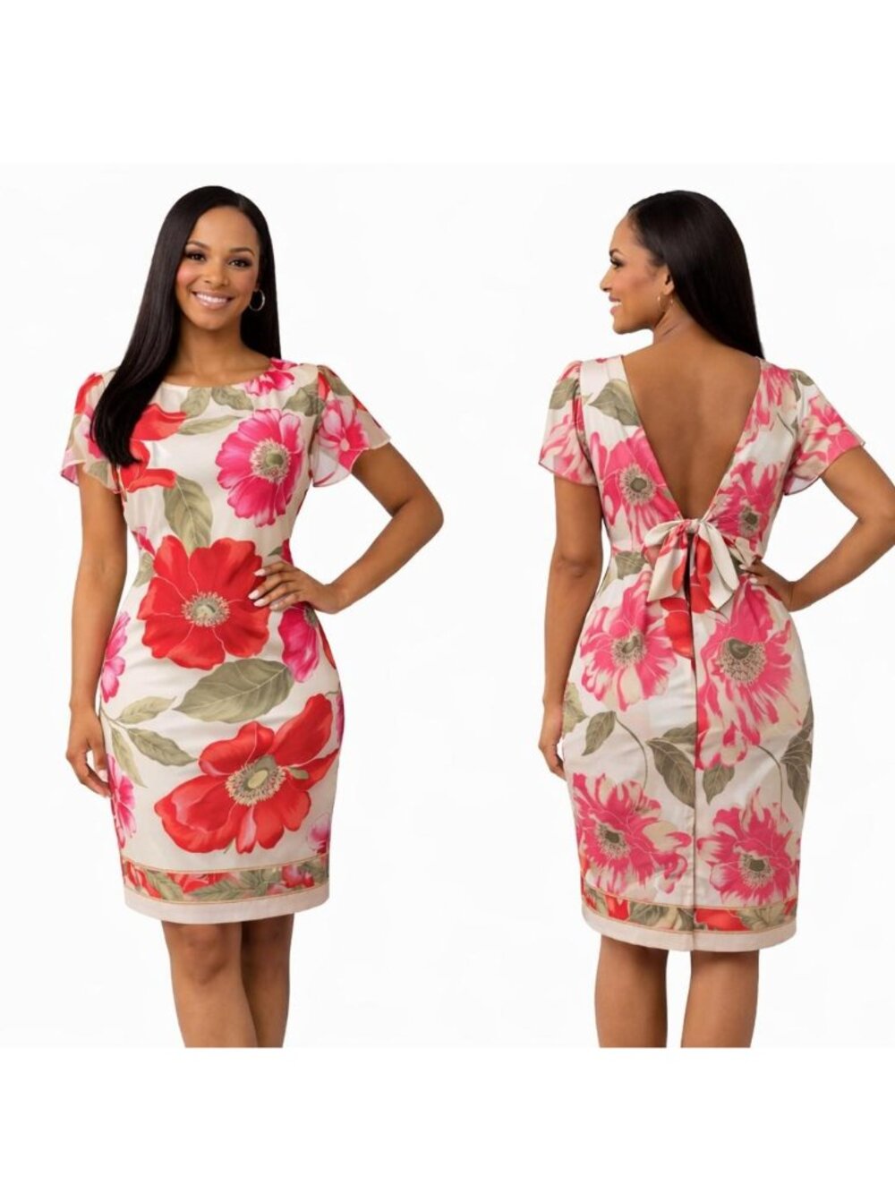 John Roberts - Floral Backless Midi Dress